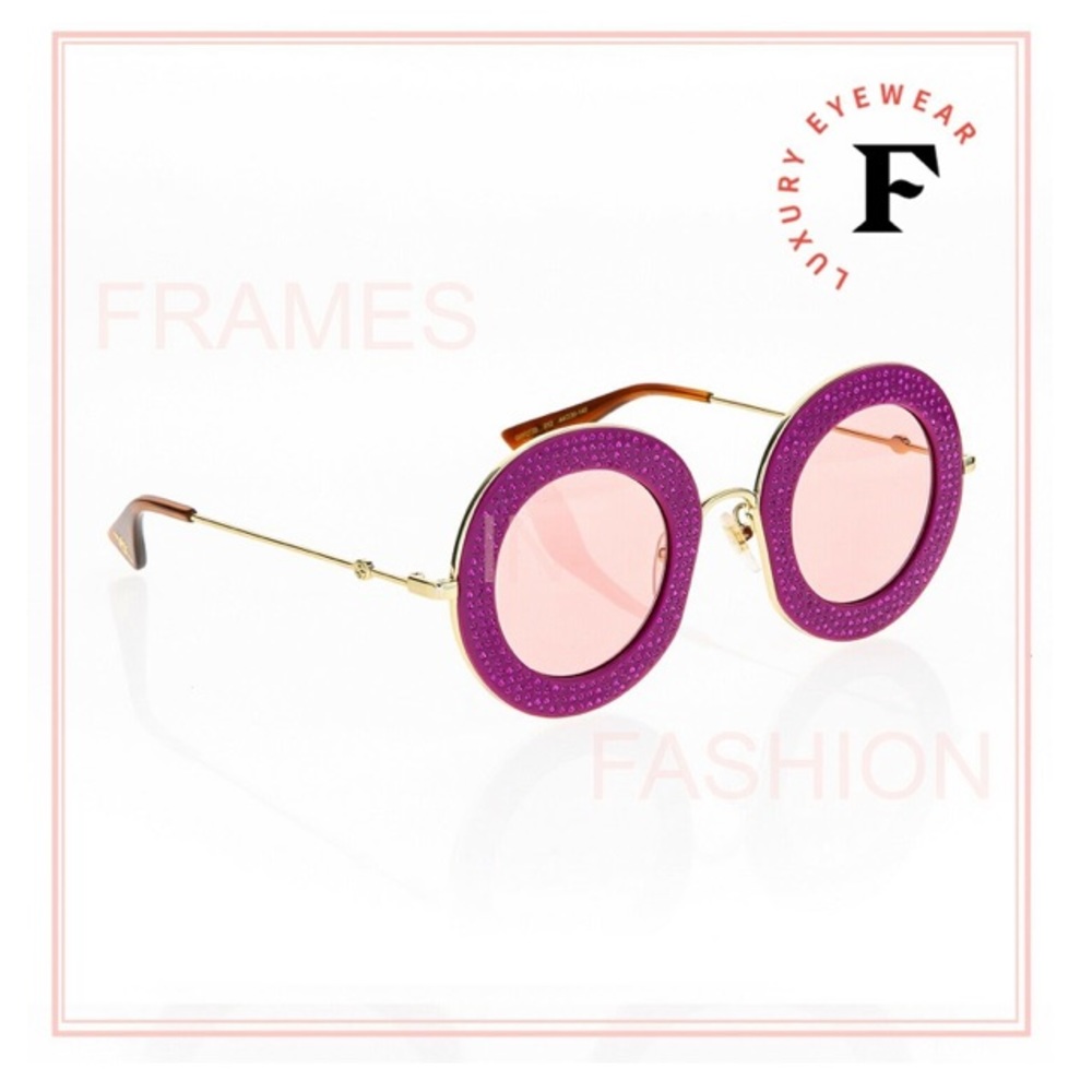 Gucci Pink around Rhinestone Sunglasses